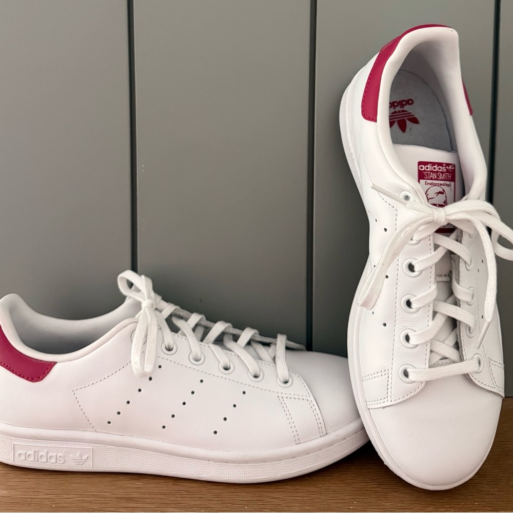 Adidas Stan Smith White with Pink Heel Accent